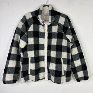 Columbia Buffalo Plaid Sherpa Jacket, lined, women's size L, full zip, winter